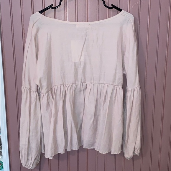 paisley boutique blush pink long sleeve blouse - Picture 2 of 3